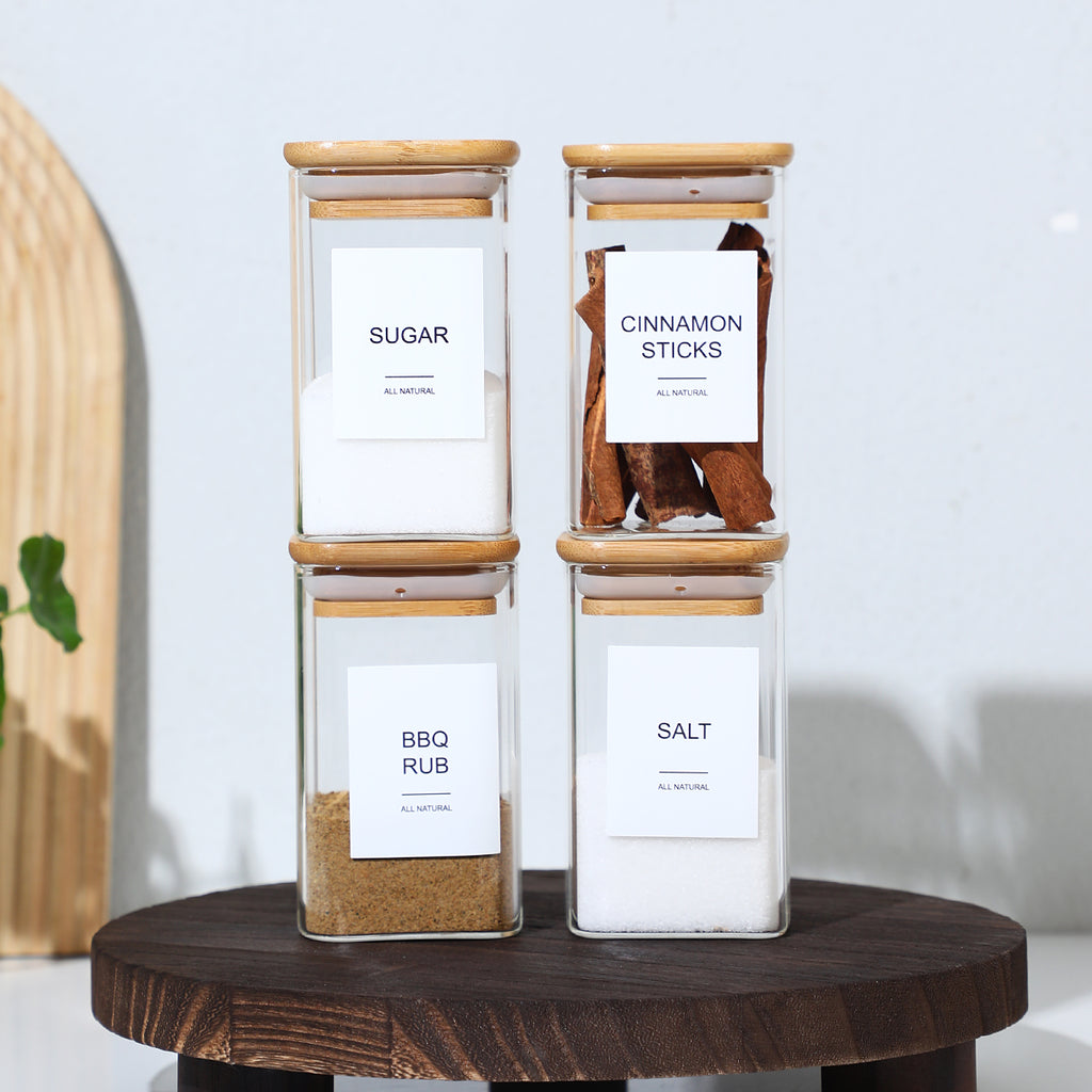 Square Glass Spice Jars, Set of 18 – photo 3
