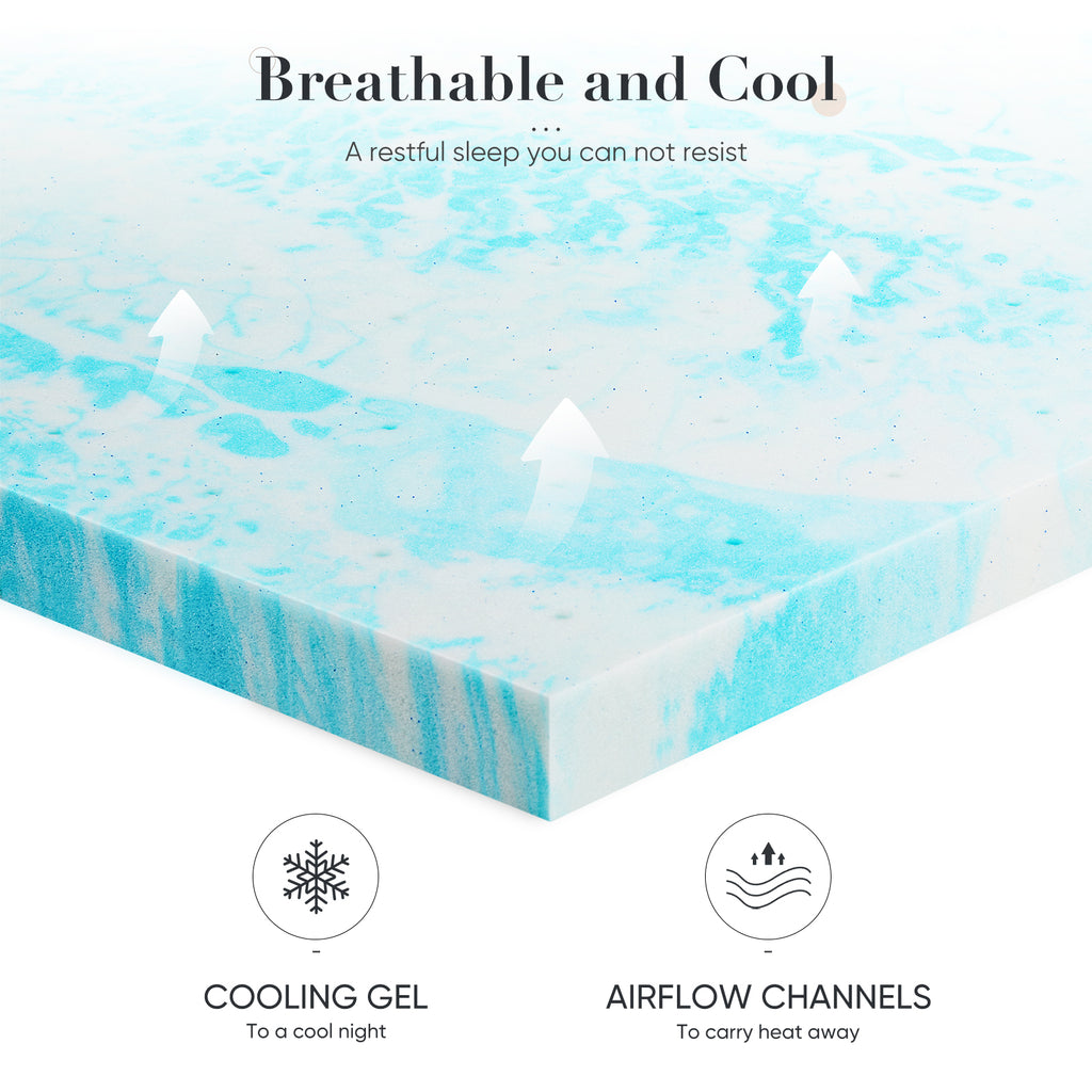 Gel Memory Foam Mattress Topper, Queen – photo 3