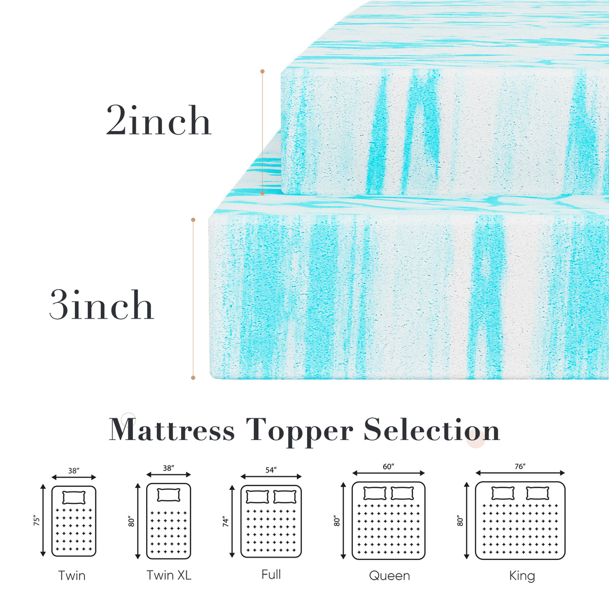 Gel Memory Foam Mattress Topper, Queen – photo 4