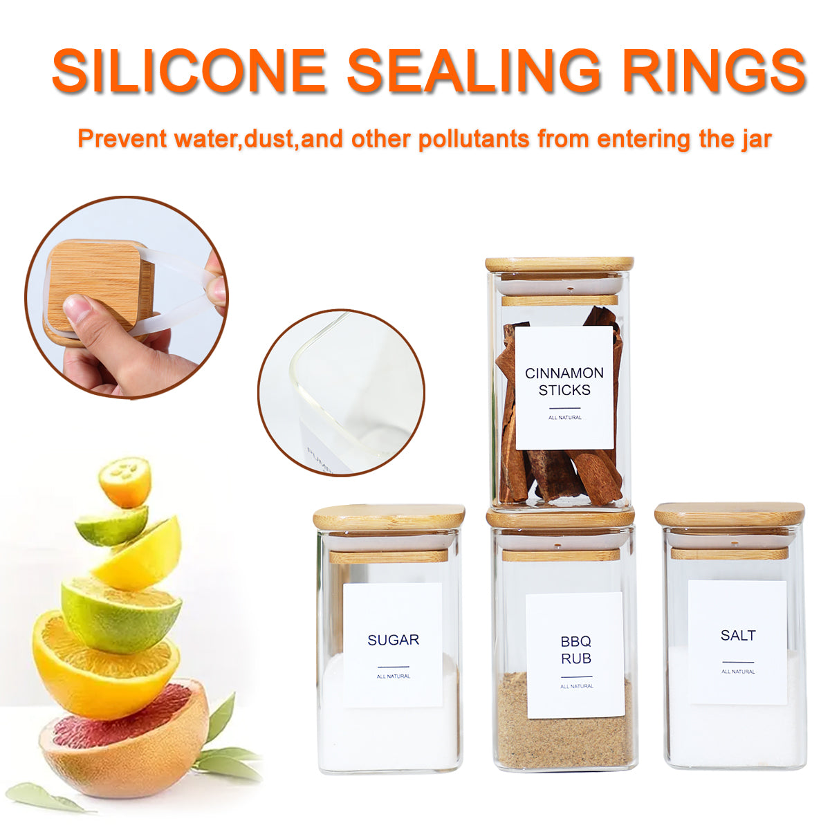 Square Glass Spice Jars, Set of 18 – photo 6