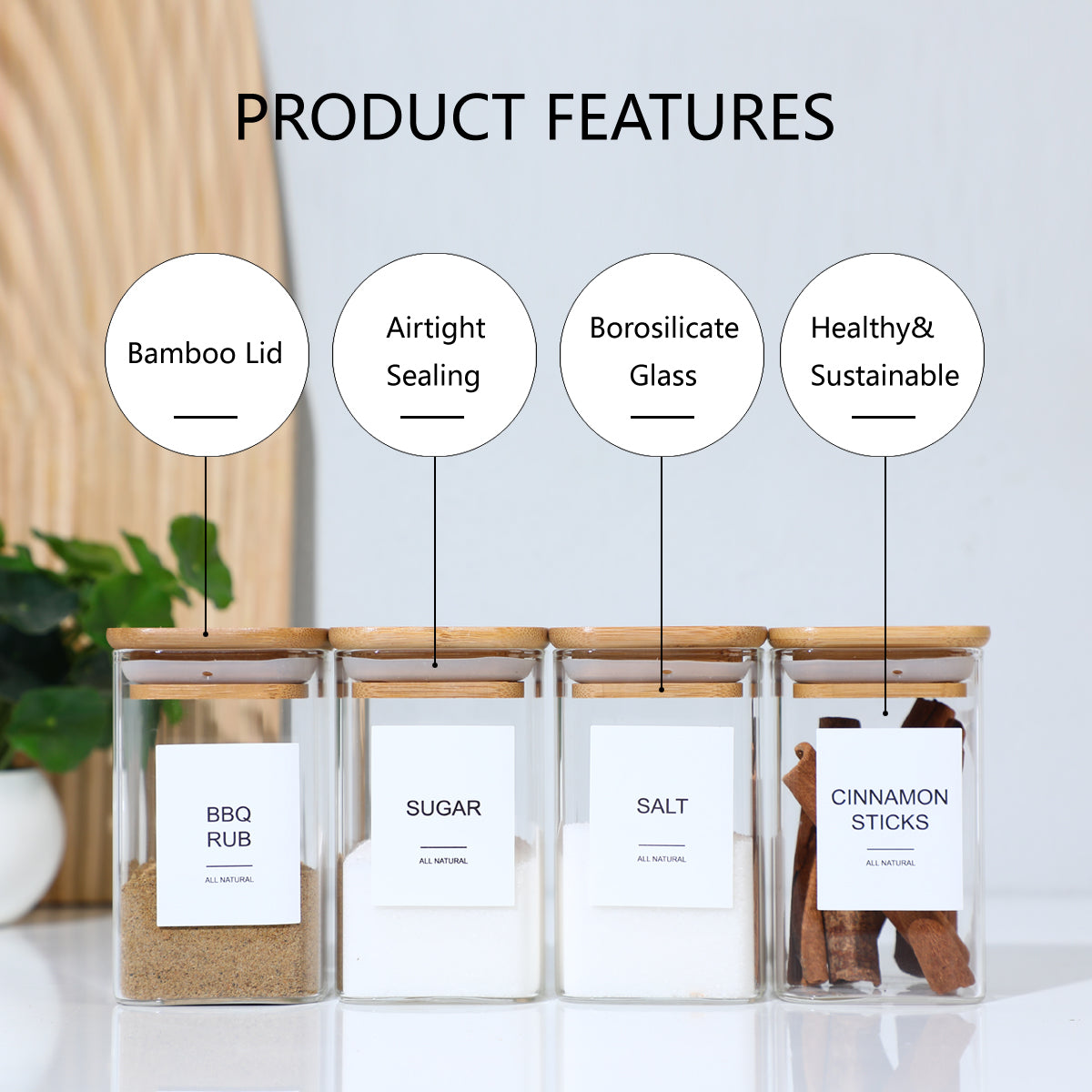 Square Glass Spice Jars, Set of 18 – photo 7