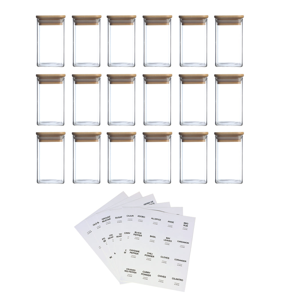 Square Glass Spice Jars, Set of 18 – photo 9