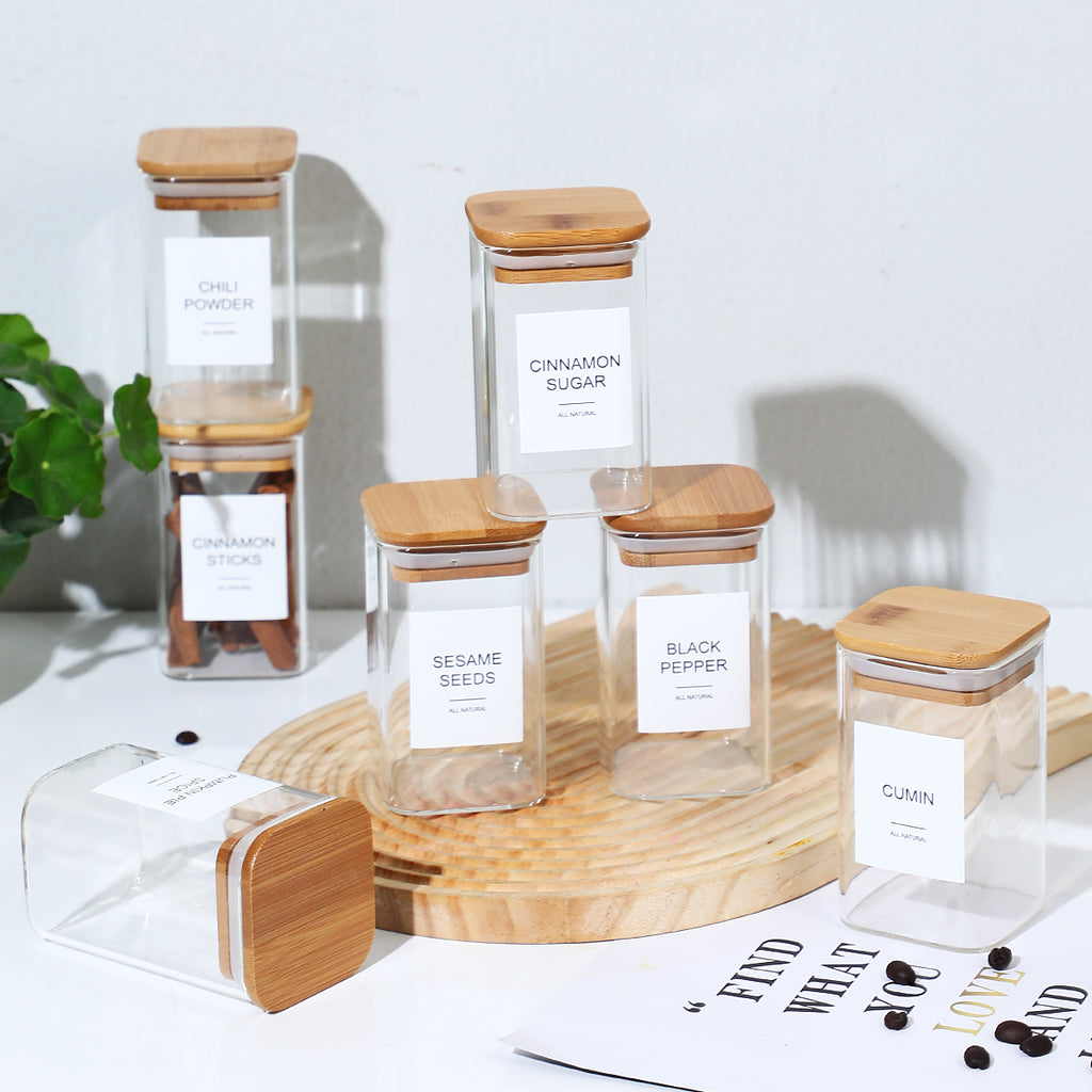 Square Glass Spice Jars, Set of 18 – photo 4