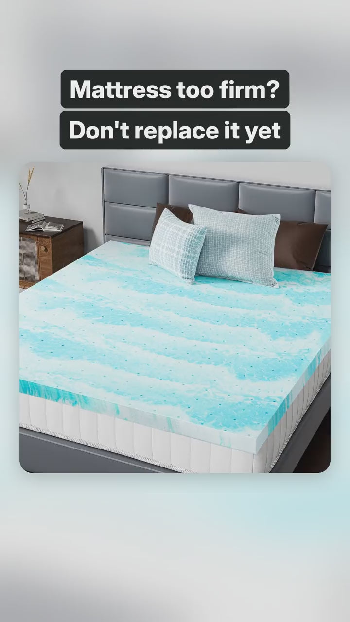 Gel Memory Foam Mattress Topper, Queen