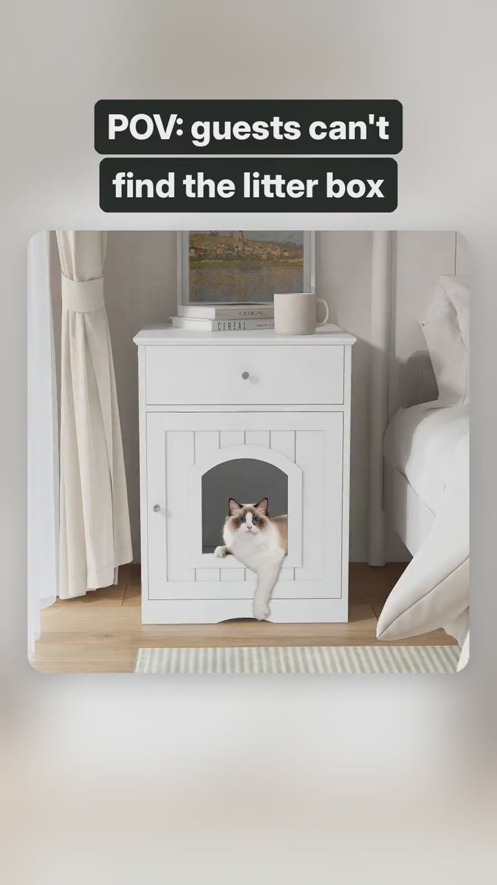 Litter Box Cabinet with Drawer